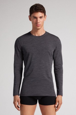 Intimissimi Long-sleeve Crew-neck Merino-wool Top Mørke Grå | SN-ITMSM58633