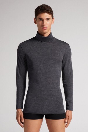 Intimissimi Long-sleeve High-neck Merino-wool Top Mørke Grå | SN-ITMSM58631