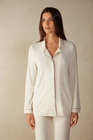 Intimissimi Long-sleeve Micromodal Pajama Top Beige | SN-ITMSM58214