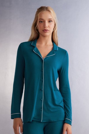 Intimissimi Long-sleeve Micromodal Pajama Top Blå | SN-ITMSM58258
