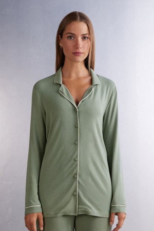 Intimissimi Long-sleeve Micromodal Pajama Top Grønn | SN-ITMSM58276