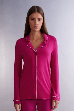 Intimissimi Long-sleeve Micromodal Pajama Top Rosa | SN-ITMSM58280