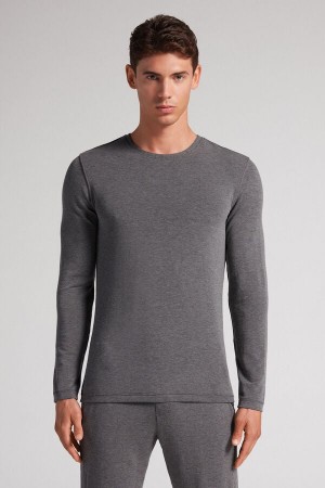 Intimissimi Long-sleeve Modal-cashmere Top Mørke Grå | SN-ITMSM58641