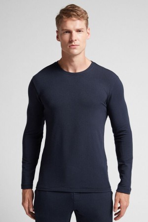 Intimissimi Long-sleeve Modal-cashmere Top Blå | SN-ITMSM58741