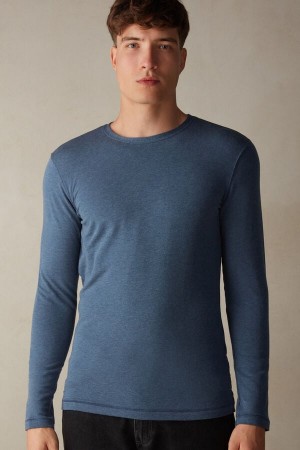 Intimissimi Long-sleeve Modal-cashmere Top Blå | SN-ITMSM58756