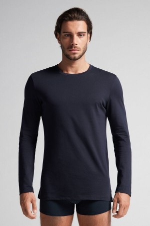 Intimissimi Long-sleeve Supima® Bomull Top Blå | SN-ITMSM58730
