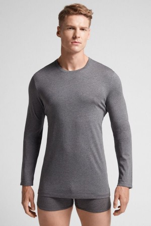 Intimissimi Long-sleeve Supima® Bomull Top Mørke Grå | SN-ITMSM58750