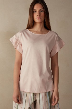 Intimissimi Marine Holidays Kort Sleeve Top In Supima® Ultrafresh Bomull Rosa | SN-ITMSM58330