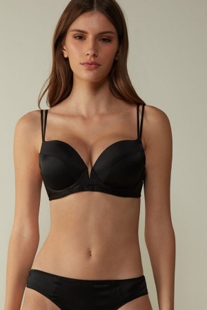 Intimissimi Mia Silk Super Push-up Bra Svarte | SN-ITMSM57171