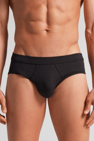 Intimissimi Micro Dot Fresh Supima® Bomull Briefs Svarte | SN-ITMSM58578