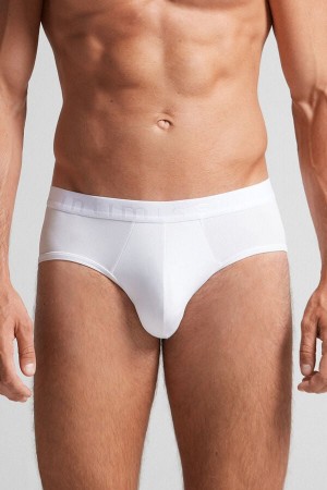 Intimissimi Microfiber Briefs With Logo Detail Hvite | SN-ITMSM58534