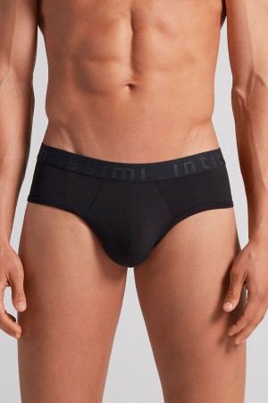 Intimissimi Microfiber Briefs With Logo Detail Svarte | SN-ITMSM58535