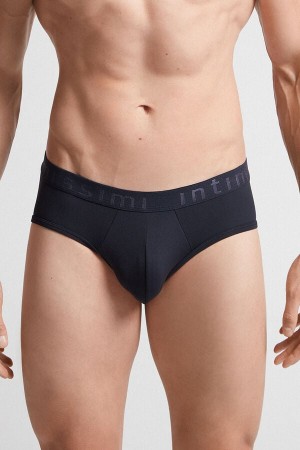 Intimissimi Microfiber Briefs With Logo Detail Blå | SN-ITMSM58536