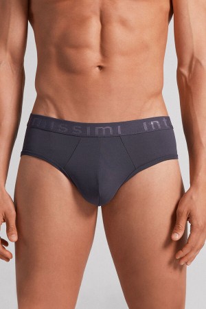 Intimissimi Microfiber Briefs With Logo Detail Grå | SN-ITMSM58544