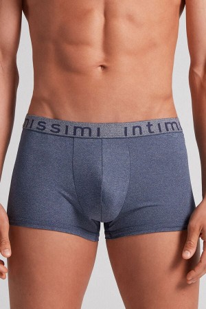 Intimissimi Microfiber Logo Bokser Shorts Blå | SN-ITMSM58474