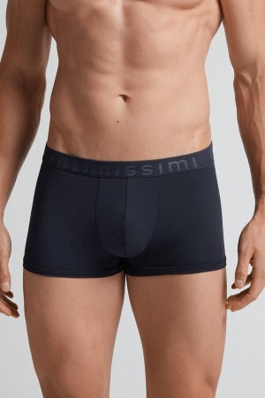 Intimissimi Microfiber Logo Bokser Shorts Blå | SN-ITMSM58489