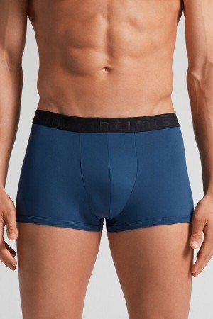 Intimissimi Microfiber Logo Bokser Shorts Blå | SN-ITMSM58504