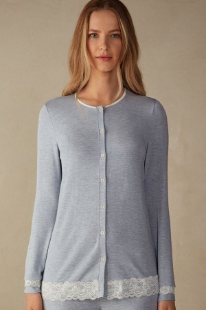 Intimissimi Modal And Blonder Cardigan Lyse Blå | SN-ITMSM58220