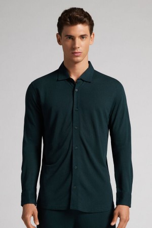 Intimissimi Modal And Silk Piqué Shirt Grønn | SN-ITMSM58652