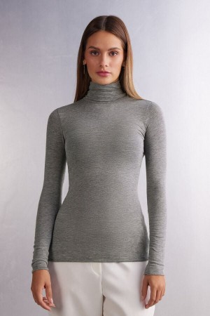 Intimissimi Modal Cashmere Ultralight High-neck Top Grå | SN-ITMSM58113
