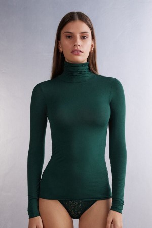 Intimissimi Modal Cashmere Ultralight High-neck Top Grønn | SN-ITMSM58145