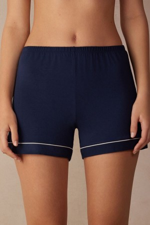 Intimissimi Modal Shorts With Contrast Trim Blå | SN-ITMSM58348
