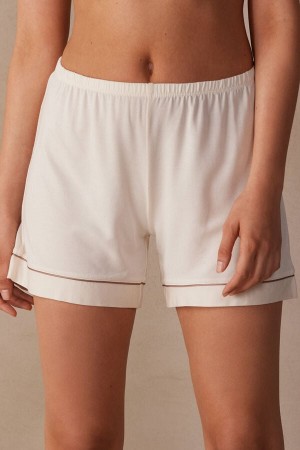 Intimissimi Modal Shorts With Contrast Trim Beige | SN-ITMSM58354