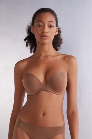 Intimissimi Monica Bandeau Bra In Ultralight Microfiber Beige | SN-ITMSM57219