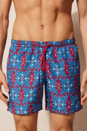 Intimissimi Moroccan Print Swim Trunks Blå | SN-ITMSM58778