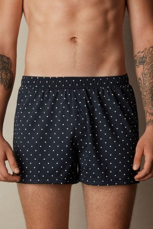 Intimissimi Patterned Bomull Jersey Relaxed Fit Boxers Blå | SN-ITMSM58480