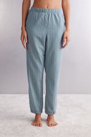 Intimissimi Pinstripes Fantasy Full Length Jogger In Brushed Cloth Lyse Blå | SN-ITMSM58289