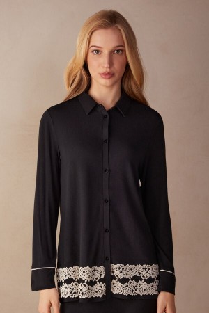 Intimissimi Pretty Flowers Button Up Shirt In Modal Multicolor | SN-ITMSM58199
