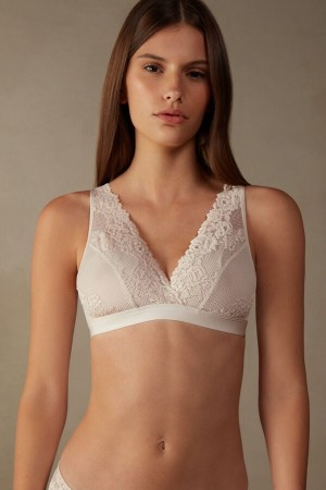 Intimissimi Pretty Flowers Lara Triangle Bra Beige | SN-ITMSM56661