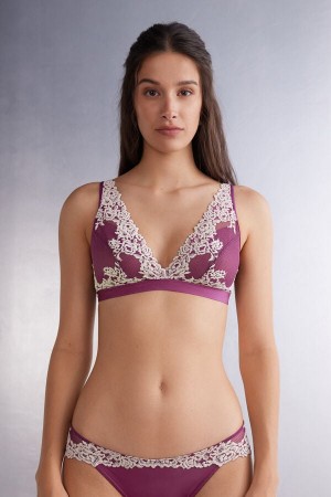 Intimissimi Pretty Flowers Lara Triangle Bra Lilla | SN-ITMSM56689