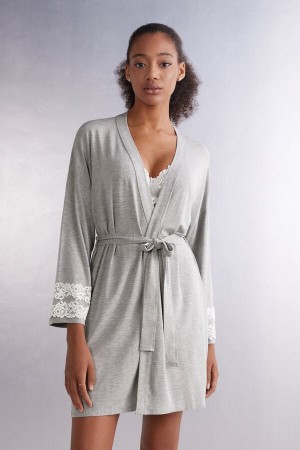 Intimissimi Pretty Flowers Modal Robe Grå | SN-ITMSM58435