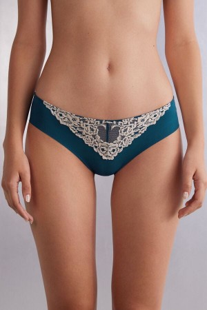 Intimissimi Pretty Flowers Seamless Bomull Panties Blå | SN-ITMSM57618