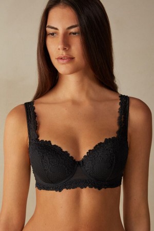 Intimissimi Pretty Flowers Sofia Balconette Bra Svarte | SN-ITMSM56477