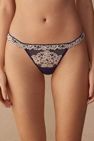 Intimissimi Pretty Flowers String Thong Blå | SN-ITMSM57733