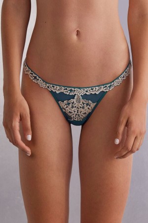 Intimissimi Pretty Flowers String Thong Blå | SN-ITMSM57749