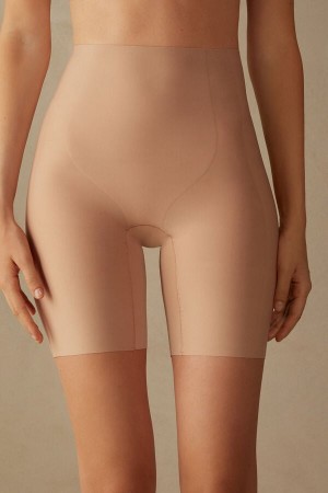 Intimissimi Raw-cut Microfiber Shorts Beige | SN-ITMSM57666