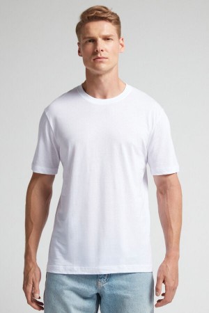 Intimissimi Regular Fit T-shirt In Extrafine Supima® Bomull Hvite | SN-ITMSM58594