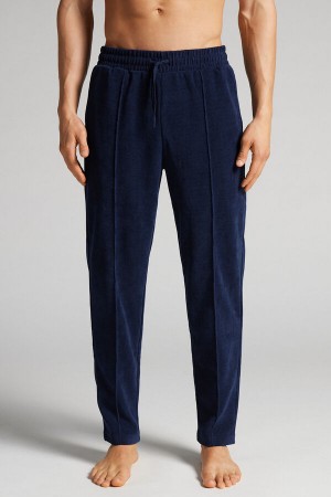 Intimissimi Ribbet Chenille Full Length Pants Blå | SN-ITMSM58694