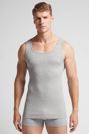 Intimissimi Ribbet Supima Bomull Tank Top Grå | SN-ITMSM58618
