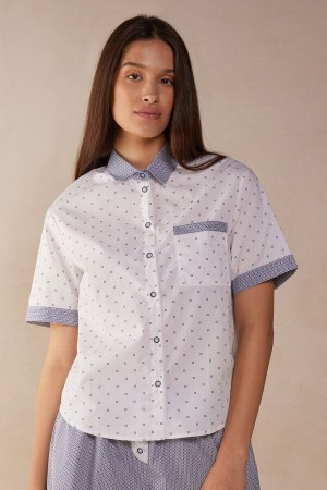 Intimissimi Santorini View Kort Sleeve Cloth Shirt Blå | SN-ITMSM58368