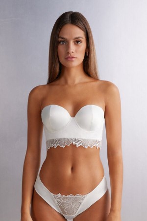 Intimissimi Satin Darlings Anna Bandeau Bustier Hvite | SN-ITMSM57854