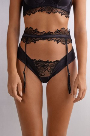 Intimissimi Satin Darlings Garter Belt Svarte | SN-ITMSM57896