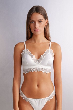 Intimissimi Satin Darlings Triangle Bra Hvite | SN-ITMSM56888