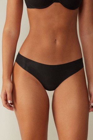 Intimissimi Seamless Supima® Bomull Brazilian Panties Svarte | SN-ITMSM57406