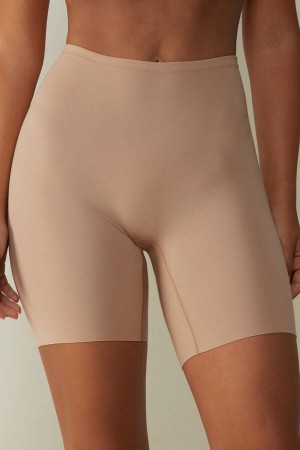 Intimissimi Seamless Supima® Bomull Shorts Beige | SN-ITMSM57655