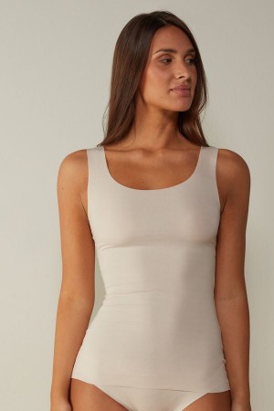 Intimissimi Seamless Supima® Bomull Tank Top Beige | SN-ITMSM57930